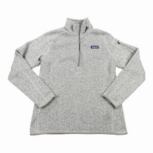 Patagonia Better Sweater Womens Large Gray 1/4 Zip Fleece Pullover Logo Hiking